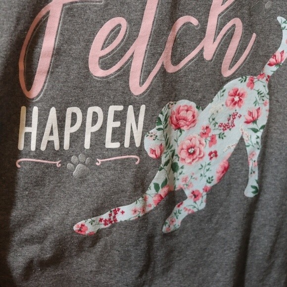 GILDAN Gray My Dog Makes Fetch Happen Floral Funny Y2k Mean Girls Joke Shirt 2X - Picture 4 of 9